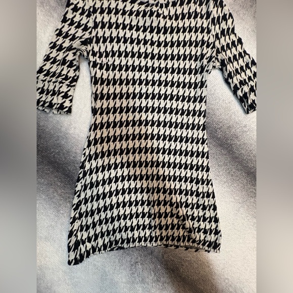 Unbranded Gray Black Large Houndstooth Mock Neck Knit Stretch Dress Medium M - Picture 2 of 7